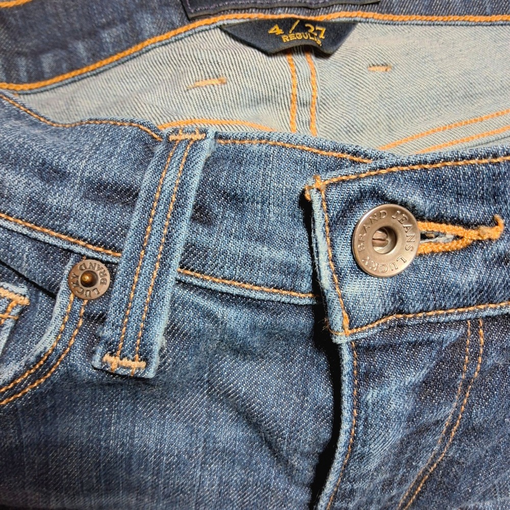 Vtg Lucky Brand Sofia Bootcut Jeans 4/27 Dark Wash Embroidered Pockets Boho Y2K - Picture 8 of 9